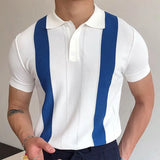 Aidase Men's Casual Business Knit Short Sleeve Polo Shirt Button-down Breathable Well Fitting Fashion Knitwear Summer Streetwear M-3XL