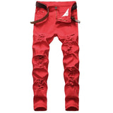 AIDASE  -  New Men's Stretch Jeans, Featuring A Distinctive Multi-ripped Design and Elastic Fabric, Showcase Individual Style. aidase-shop