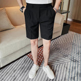 AIDASE  -  New Men Summer Slim-fit British Style Suit Shorts Light Luxury Business Straight-leg Shorts Leisure Button-down Half-pants M-3XL aidase-shop