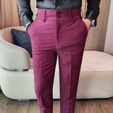 AIDASE  -  High Quality Men's Autumn Winter Suit Pants Business Casual Slim Fit Full Length Suit Pant Male High Waist Fashion Trousers aidase-shop