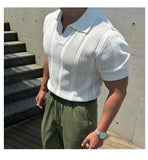 AIDASE  -  Vintage Men's Cool Short Sleeve Polo Shirt, Lapel Breathable Hollow Out Top, Summer Mesh Slim Sleeve Fashion Casual Knit T-shirt aidase-shop