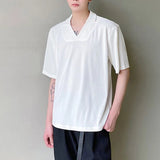 AIDASE  -  Summer New Men Ins Tide Chic High Street Young Style Casual Solid Color Pullover V-Neck Fashion Short Sleeve T-shirt HK5053 aidase-shop