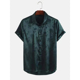 AIDASE  -  Men's Short Sleeve Shirt Casual Fashionable Elegant Jacquard Turn-down Collar Button Half Sleeve aidase-shop