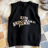 Aidase Alphabet Solid Pattern Men's V-Neck Sweater Daily Versatile Sleeveless Knit Sweater Fashion Simple Jacquard Design Sweater Vest aidase-shop