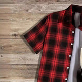 AIDASE  -  New Men's Casual Plaid Short Sleeve Turn-down Collar Cardigan Shirt Breathable Versatile Half Sleeve aidase-shop