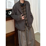 AIDASE  -  Loose Knitted Baseball Jaet for Men Autumn Trendy Brand Design Plaid Patchwork Open Cardigan Sle Polyester Fiber Long Sve aidase-shop