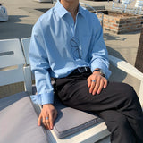 Aidase Unisex Loose Blue Shirt, Casual Solid Color Long-Sleeved Top,Men's  Japanese/Korean Style Outdoor Camping Thin Coat Oversized aidase-shop