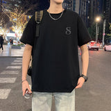 AIDASE  -  Men's T-Shirt 2025 Summer Trendy Personalized Letter Print Design Short Sleeve Round Neck Tees Versatile Menswear aidase-shop