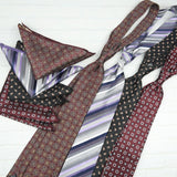 AIDASE  -  2PCS Neck Ties Set Fashion Paisley Striped Neckties Gentlemen Daily Wear Navy White Block Pocket Square Wedding Tuxedo Accessory aidase-shop