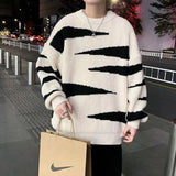 Aidase Sweater Couple Striped New Loose Outer Knitted Sweater Trend Korean Version Fashion Sweater aidase-shop