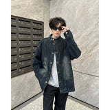AIDASE  -  Retro American Waed Heavyweight Denim Jaet Loose Casual Stand Collar for Men And Women Spring Street Sle Trendy Coat aidase-shop