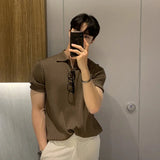 AIDASE  -  Men's Fashion Lapel Short Sleeve Ribbed Texture Breathable Skin-friendly Casual Versatile Business Commute Daily Wear Polo Shirt aidase-shop