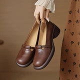 AIDASE  -  New Women Mary Jane Shoes Retro Round Toe Thick Platform Slip On Soft Leather Casual Loafers Comfort Flat Pumps aidase-shop