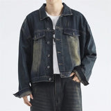 Aidase American Retro Vintage Denim Lapel Jacket Men's Hight Street Drape Wide Leg Jeans Hip Hop Trousers Suit/single Piece aidase-shop