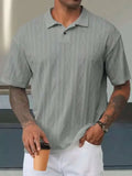 AIDASE  -  Retro Loose Texture Knitted Polo Shirt Men's Summer Retro Lapel T-shirt Breathable Old Money Short Sleeves aidase-shop