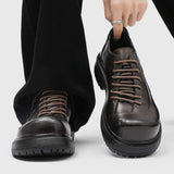 AIDASE  -  Men's Big Head Derby Shoes Business Casual Leather Shoes All-Match Summer New Fashion Casual Thick Bottom Shoes aidase-shop