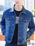 Aidase Denim Jackets Man Black Short Jeans Coat for Men Casual Slim Button G New in Original Korea Winter Oversize Size L Outwear Large aidase-shop