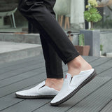 AIDASE  -  Spring Autumn New Breathable Loafers Soft Sole Anti Slip Trendy Deep Blue Men's Flat Shoes Fashion Men's Work Shoes aidase-shop