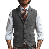 Aidase Men Vest Brown Herringbone Business Waistcoat Jacket Casual Slim For Wedding Groom Banquet Gilet Vest aidase-shop