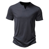 AIDASE  -  Summer Brand Quality Men T-Shirt V-Neck Fashion Design Slim Fit Soild T-Shirts Male Tops Tees Short Sleeve T Shirt for Men aidase-shop