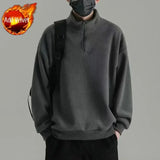 Aidase Sweatshirts for Man Top Hoodieless Men's Clothing Solid Pullover Fleeced Half Zip Sweat Shirt Funny Harajuku Fashion Autumn Emo aidase-shop