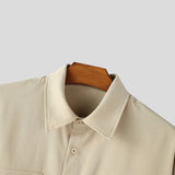 AIDASE  -  Men Shirt Solid Color Lapel Long Sleeve Pockets Casual Men Clothing Streetwear Loose Korean Style Fashion Male Tops aidase-shop