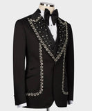 Aidase Luxury Men Wedding Suits Crystal Peaked Lapel Single Breasted Tuxedos Groom Business Party 2 Psc Blazer Pants Custom Made aidase-shop