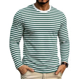 AIDASE  -  Slim Fit Long Sleeve T-Shirt for Men round Neck Striped Casual Korean Style Autumn Fashion Men's Base Shirt Breathable Antiba aidase-shop