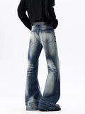 AIDASE  -  American Vintage Waed Distred Men's Jeans Elastic Casual Sle mid Waist Zipper Fly Slim Fit Long Trousers for Men aidase-shop