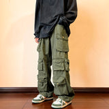 Aidase Multi-pockets Cargo Pants Harajuku Streetwear Casual Tooling Pant Men's Hip-hop Mopping Trousers Vintage Daily Wide Leg Pants
