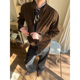 AIDASE  -  Modern Era Harrington Jaet in Chestnut Suede for Men And Women Retro American Sle Couple's Coat with Button Detail aidase-shop
