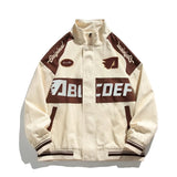 49.39Aidase Retro Bomber Jacket Men Vintage Racing Baseball Jackets Couple Motorcycle High Street Loose Patchwork Coats Spring Autumn aidase-shop