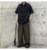 AIDASE  -  New Chinese Style Men Shirt Summer Niche Jacquard Metal Buckle Decoration Casual Short Sleeve Lapel Male Tops aidase-shop