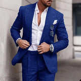 Aidase Fashion Linen Suits for Men High Quality Peak Lapel Double One Button Male Suit Slim Chic Casual Wedding Tuxedo 2 Piece Costume aidase-shop