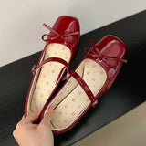AIDASE  -  Leather Women Mary Jane Shoes Fashion Shallow Butterfly-knot Shoes Spring Autumn Wedding Party Shoes aidase-shop