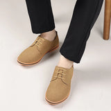 AIDASE  -  Men Large Size Frosted Leather Casual Shoes Wide Velvet Surface Fashionable Trendy Low Top Lace up Work Shoes Rubber Sole aidase-shop