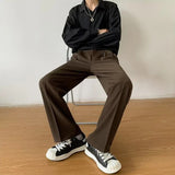 Casual Pants Men Simple Japanese Solid Loose Formal Baggy Streetwear Leisure All-match Office Clothing Fashion Trousers Classic aidase-shop