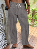 AIDASE  -  Trendy Loose Ripped Straight Pants Mens New Casual Solid Color Drawstring Baggy Trousers For Men Summer Fashion Loose Pants aidase-shop