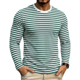 AIDASE  -  Slim Fit Long Sleeve T-Shirt for Men round Neck Striped Casual Korean Style Autumn Fashion Men's Base Shirt Breathable Antiba aidase-shop