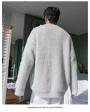 Fleece Sweaters Men Korean Thicken Warm Knitting Autumn Winter Loose Casual Mohair Long Sleeve Pullovers Streetwear aidase-shop