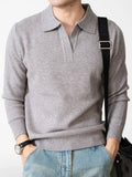 AIDASE  -  Solid Color Knitted Polo Shirts Men 2026 Spring Autumn Daily Casual Long Sleeve Slim Jumper Tops Mens Fashion Polo Sweater aidase-shop