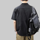 AIDASE  -  Fashion Loose Spliced Pockets Solid Color T-Shirt Men's Clothing 2025 Summer New Oversized Casual Pullovers England Tee Shirt aidase-shop