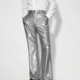 AIDASE  -  Summer New Men's Sequin Plaid Solid Color Trousers Retro Fashion Trend Party Performance Loose Casual Niche Men's Bottoms aidase-shop