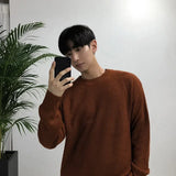 Aidase Boys Green Knitted Sweaters Korean Long Sleeve Knit Top Casual Pullover Men Knitted Sweater Oversize Knitwear Male Knit Top XXL aidase-shop
