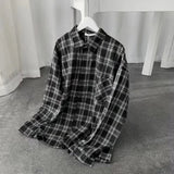 AIDASE  -  Casual Loose Plaid Long Sleeve Shirt Unisex Spring Autumn Fashion Outerwear Classic Grid Pattern Male Female Style Clothing aidase-shop