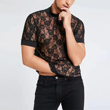 AIDASE  -  Sports Muscle Slim Elastic Mesh T Shirts Mens Sexy Hollow Out See Through Breathable Top Men Summer Stylish Short Sleeve T-shirt aidase-shop