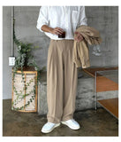 AIDASE  -  Men's Old Money High Waist Pleated Wide Leg Dress Pants Casual Loose Suit Trousers aidase-shop