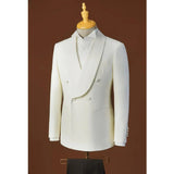 Aidase Two Piece Suit The Rounded Radians and Lines of the Shawl Collar Pure White Double Breasted Dress Stage Costume Men's Jackets aidase-shop