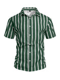 AIDASE  -  Summer New Men's Short Sleeve Shirt Beach Vacation Striped Casual Slim Fit Fashionable Collared T-Shirt for Men aidase-shop