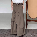 AIDASE  -  Korean Retro Trousers Skirt Solid Button Top Japanese Style New Men Women Irregular Design Pants Oversized Hakama Aesthetic aidase-shop
